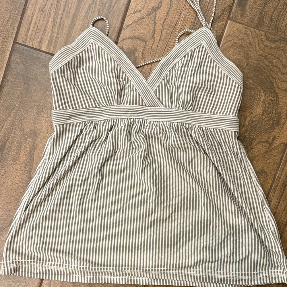 American Eagle Outfitters Striped Tank Top in Beige and White